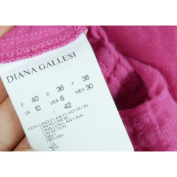 100% Linen Size 6 Shirt Dress Pink Collared Preppy Beach Resort Country Club - Picture 6 of 7